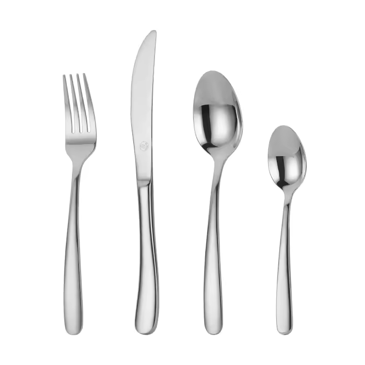 Mr.Spoon Juego 24 piezas Cubiertos, Acero inoxidable 18/0, Plateado, Incluye cuchillo,tenedor,cuchara,cucharilla, Cubertería, Servicio para 6 Personas, Apto para lavavajillas. Ideas de regalo， Incluye bolsa de regalo.70103 - 1