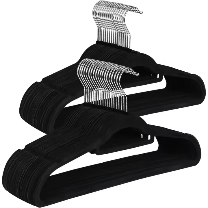 GERIMPORT 48 und Perchas de Terciopelo con Superficie Antideslizante, Gancho Giratorio 360°, Set de Perchas XL Ahorro de Espacio, 44,5 x 24,5 x 0,5 cm (48) - 1