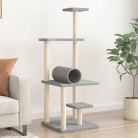 vidaXL Rascador para Gatos con Postes de Sisal Árbol Torre 136 cm Color Crema,  Gris claro,  Gris oscuro y mas - details 1