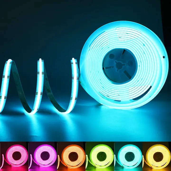 Tira De LED COB RGB Alta Densidad 576 LEDs/m Flexible Y Dimmable FCOB Luz De Tira Colorida DC12V 24V Para Iluminación De Paredes Y Techo - 1