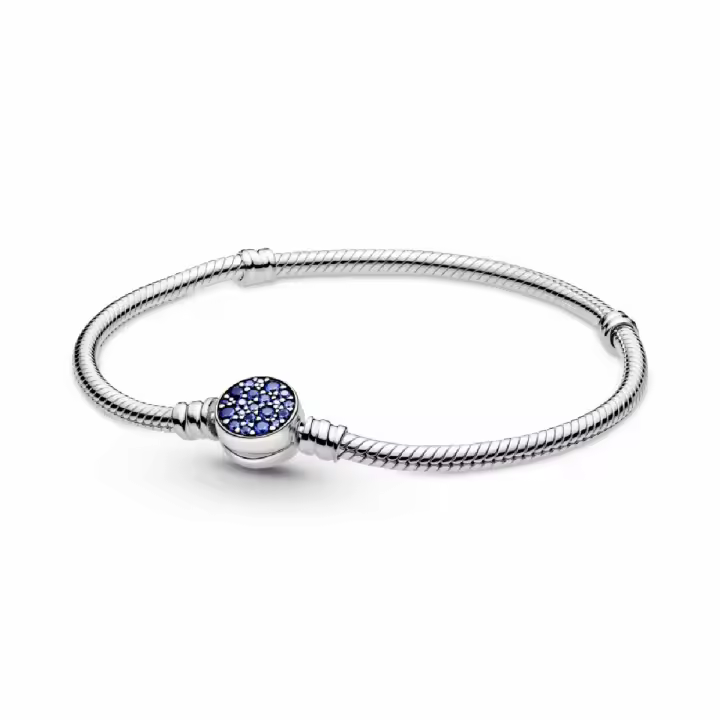 Pulsera Cadena de Serpiente Cierre Disco Azul Brillante - 1