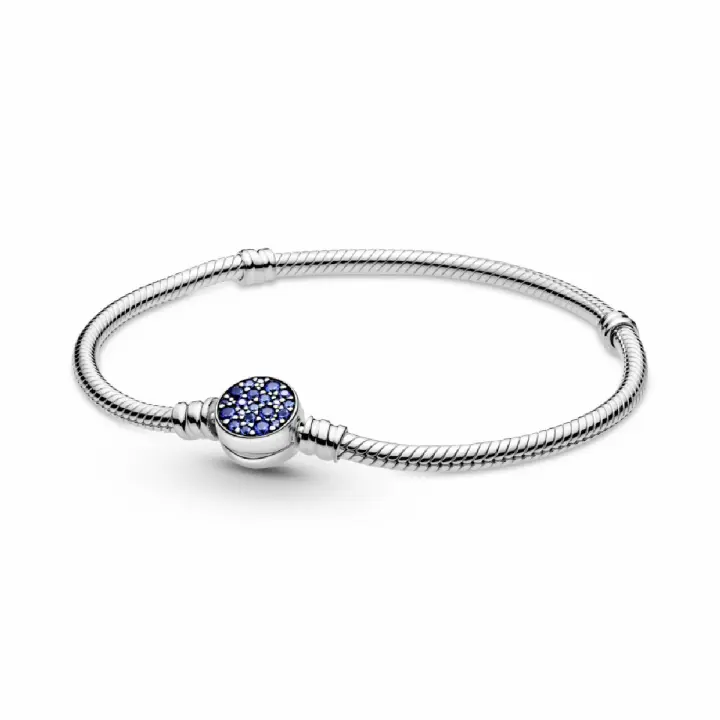 Pulsera Cadena de Serpiente Cierre Disco Azul Brillante - 1