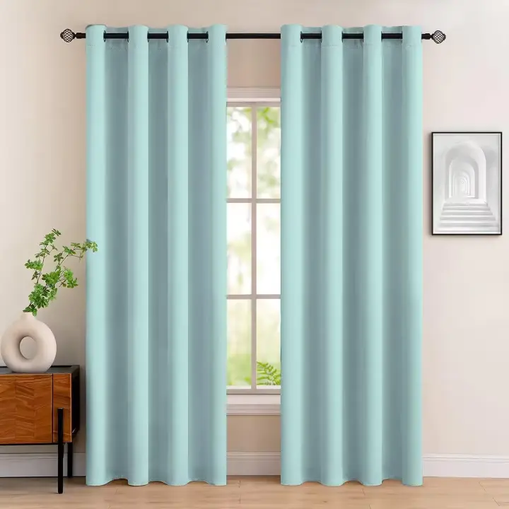 Cortinas de Tela Lisa  de 140x260cm, Cortina Semi Transparente, con 13 Colores Disponible, material 100% Poliéster de Calidad y Resistencia, Cortina Para Salón Dormitorio y Oficina, Moderna Decorativa, Envío desde españa. - 1