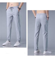 Pantalones Casuales Para Hombre De Seda Con Hielo 2024 Verano Negro Gris Delgados Negocios Casual Pantalones Rectos Elásticos Transpirables Para Exteriores - details 8