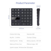 Teclado Numérico Inalámbrico 2.4G 35 Teclas Para Oficina Y Contabilidad Con Batería Recargable Integrada Estilo Portátil Color Negro - details 0