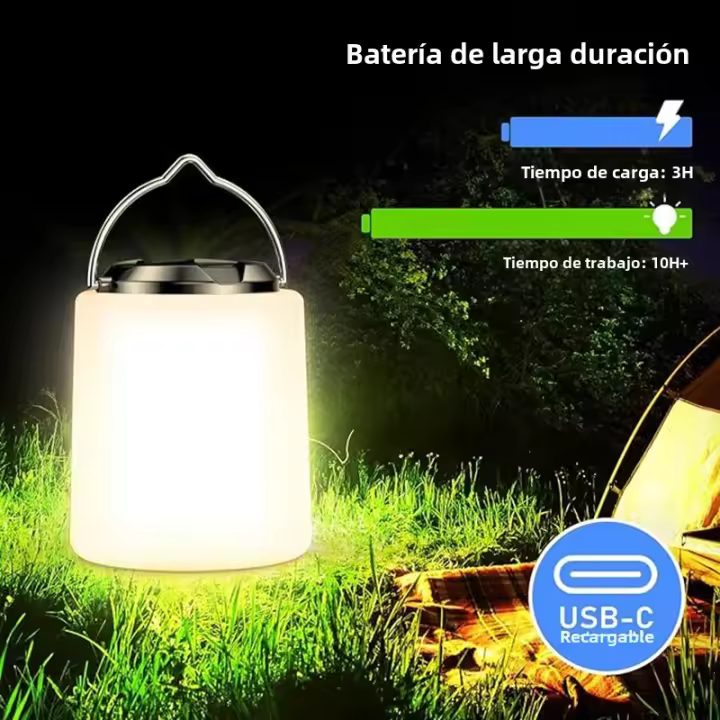 Lámpara De Camping LED Recargable Con Batería Integrada LT061 Para BBQ Y Tiendas Al Aire Libre Fuente De Energía Emergencia Y Candelabro Portátil Material ABS Duración De Iluminación 8h - 1