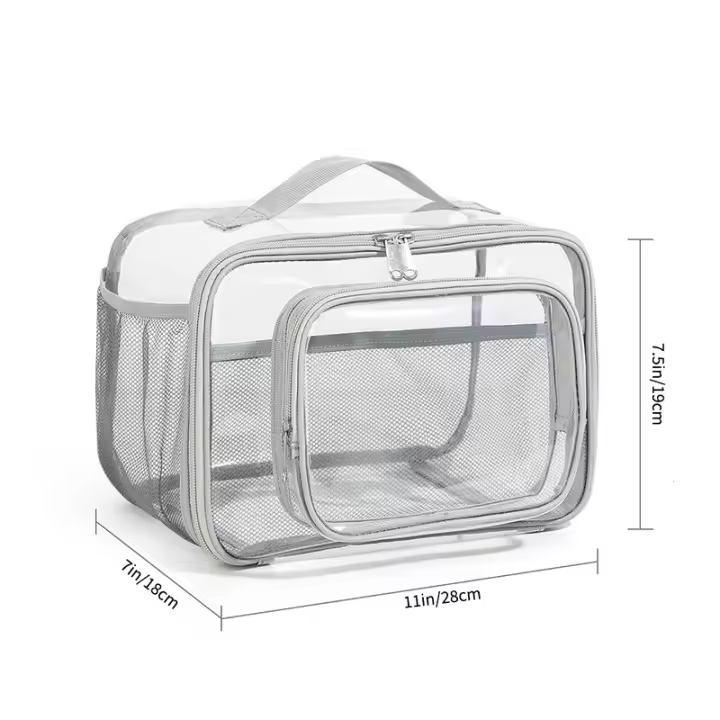 Bolsa de almuerzo transparente de gran capacidad, bolso portátil de PVC, bolsa de almacenamiento sencilla para cosméticos y artículos de tocador, bolsa de almuerzo - 1