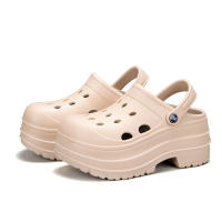 Sandalias De Tacones Altos Para Mujer Verano Cuña Plataforma Cerrada Antideslizante Suela Gruesa EVA Color Negro Blanco Caqui - details 6