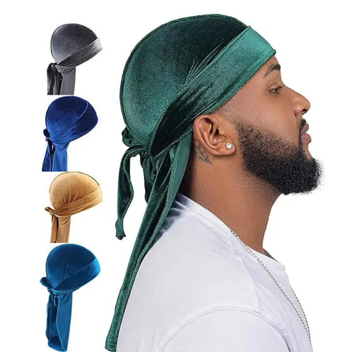 Nuevos Durags De Veludo Unisex Tapete Turban Breathable Sombrero Largo Pirata Cabeza Hip Hop Bandana Para Hombres Y Mujeres - 1