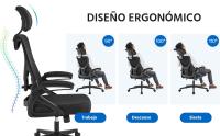 Silla de Oficina Ergonomica Silla Reposabrazo Ajustable Silla Oficina Trabajo con Reposacabeza Silla Giratoria Negro - details 3