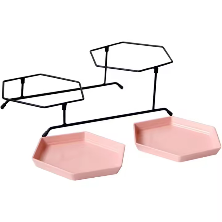1 set Double Layer Cake Pan cake dish dessert stand cupcake tower serving display tray Cake Storage Rack dessert platter - 1