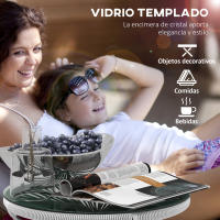 Outsunny Mesa Auxiliar de Ratán Sintético Mesa de Centro Redonda para Exteriores con Tablero de Vidrio Templado y Patas de Metal para Patio Jardín Balcón Ø50x50 cm - details 3