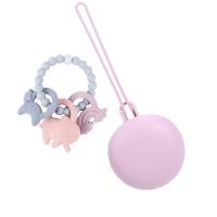 Mordedor Bebé CALU, Pack Mordedor de Pulsera más Estuche de Viaje, Mordedor Refrigerante de Silicona, Juguete Alivio de las Encías del Bebé y Portachupetes, Rasca Encías de Goma Suave, Colores Claros, Mordedor para Niños sin BPA con Bolsa. - details 0