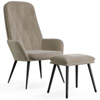 vidaXL Sillón de relax con taburete terciopelo Gris claro, Gris oscuro, Verde oscuro Sillon Dormitorio Sillon Comodos Silla Relax Sillón Sofá - details 0