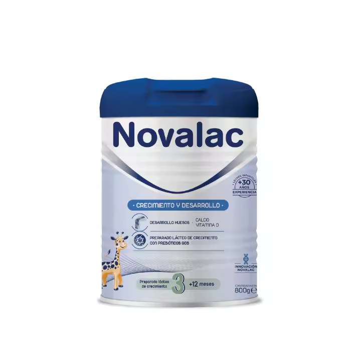 Novalac 3 - Leche en polvo de Continuación 1-3 Años. Contribuye al normal desarrollo cognitivo y de los huesos del bebé. Fórmula Elaborada con Pediatras rica en Calcio, Yodo y Vit D - 800 g - 1