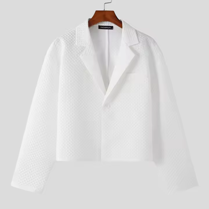 Blazer Casual Para Hombre Estilo Coreano INCERUN Texturizado Corto Para Fiestas De Color Sólido Talla S-5XL Moda Transversal - 1