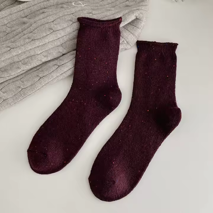 Calcetines De Lana Gruesos Para Mujer Estilo Retro Coloridos Casual Cálidos Para Otoño E Invierno Calcetines Sueltos De Alta Calidad Para Uso Diario - 1
