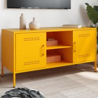 vidaXL Mueble para TV de acero 100,5x39x50,5 cm en color Negro/Antracita/Amarillo y más | almacenamiento funcional diseño moderno para baño dormitorio sala - details 2
