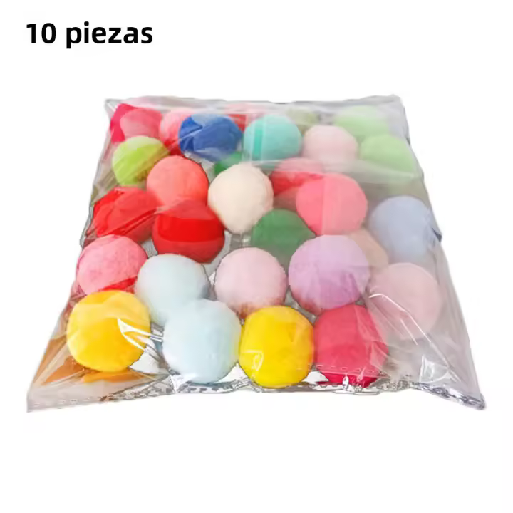 Juguetes Interactivos Para Gatos 10/50/100Pcs Bolas De Peluche De Poliéster Entrenamiento Y Diversion Coloridas Juguetes Masticables Para Gatos - 1