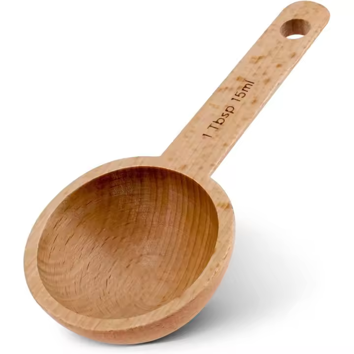 Cuchara de madera para café en madera de haya, para medir granos de café, granos enteros, granos molidos o té, 15 ml - 1