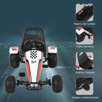 HOMCOM Go Kart a Pedales para Niños de +3 Años Coche de Pedales Infantil con Asiento Ajustable y Freno de Mano 104x66x57 cm Blanco y Negro - details 1