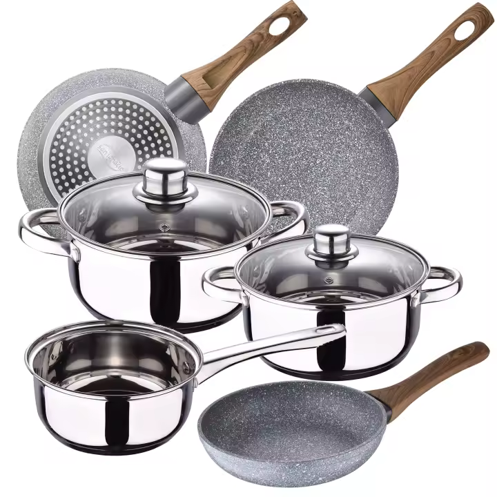 Batería de Cocina San Ignacio Cassel de Acero Inoxidable con Sartenes de Aluminio Forjado - 1