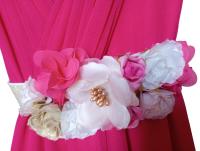 Vestido Albanos ceremonia talla 40 ,cuello en V cinturon flores dorado - details 3