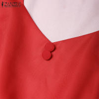ZANZEA Vestido Elegante Para Mujer Con Estampado Étnico Manga Flor De Pétalo Cuello Cuadrado A-Line Longitud De Rodilla Vestidos De Fiesta Verano - details 8