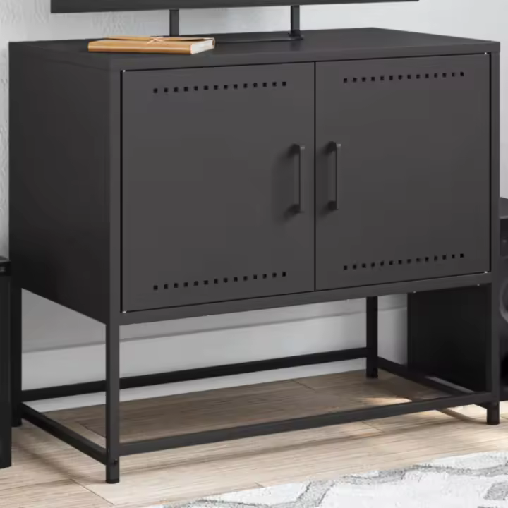 vidaXL Mueble para TV de acero negro 68,5x39x60,5 cm - 1