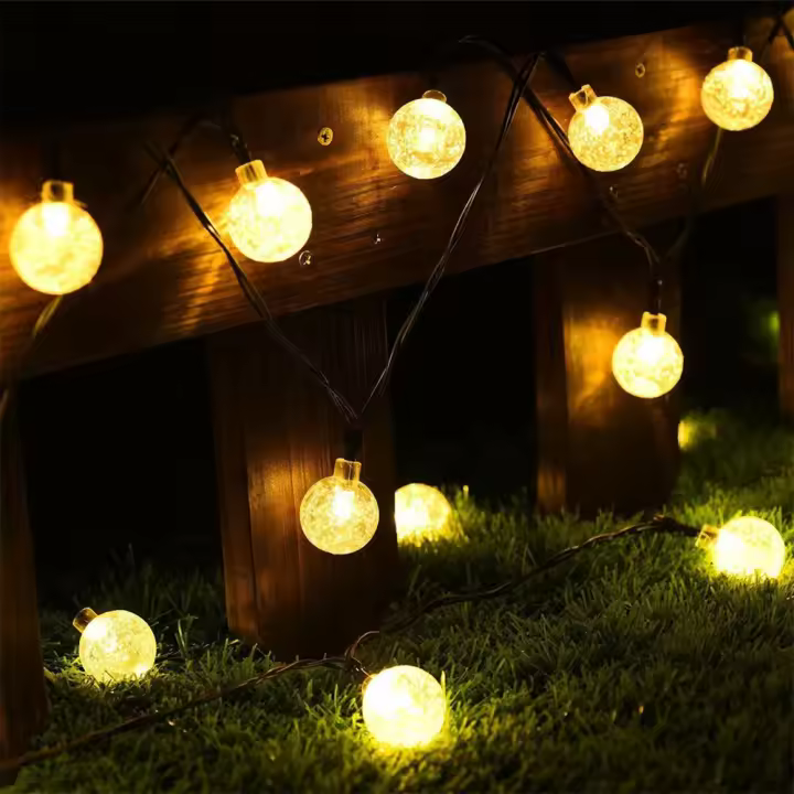 Cadena De Luces LED Solar Exterior 5m 20LED Luz Blanca Cálida Impermeable Para Decoración De Jardín Boda Navidad - 1