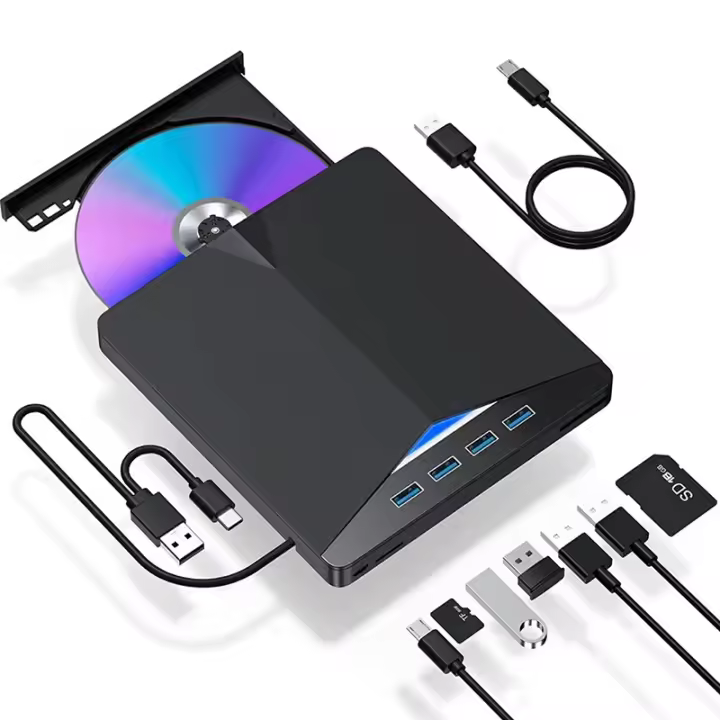 Leer Y Grabar DVD CD Externo USB 3.0 Tipo-C 7-en-1 Para PC Portátil Y Escritorio IMacs Burner Reader Player Optical Drive - 1