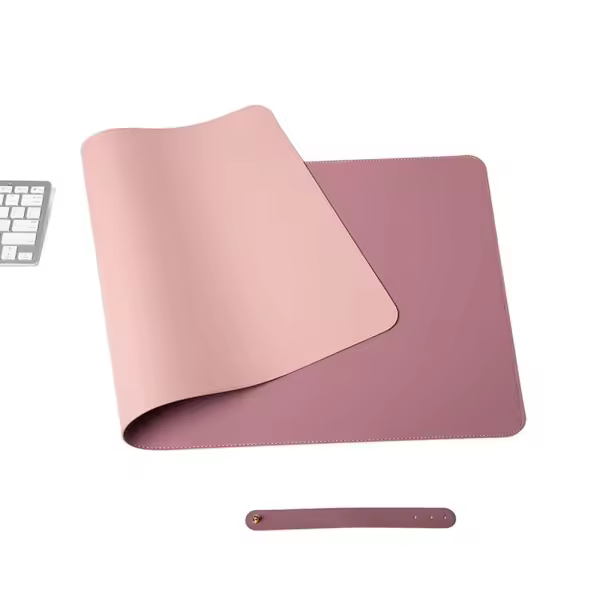 Tapete de mesa, tapete de escritorio, tapete de PU de 60 x 30 cm, tapete para computadora portátil, tapete de escritorio impermeable para oficina o hogar, doble cara (morado/rosa) - 1