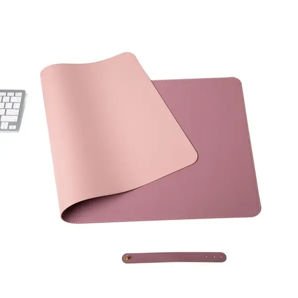Mesa Alfombra para portátil de PU de 60 x 30 cm, alfombra de escritorio impermeable para oficina o hogar, doble cara (púrpura/rosa) - 1