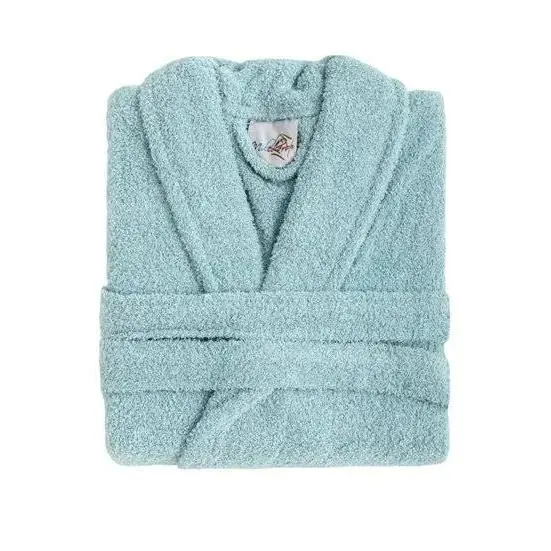 Albornoz Rizo de Algodón Absorbente y Esponjoso para Baño y Ducha. Talla S, M, L, XL, XXL. 80% Algodón. Aguamarina - 1