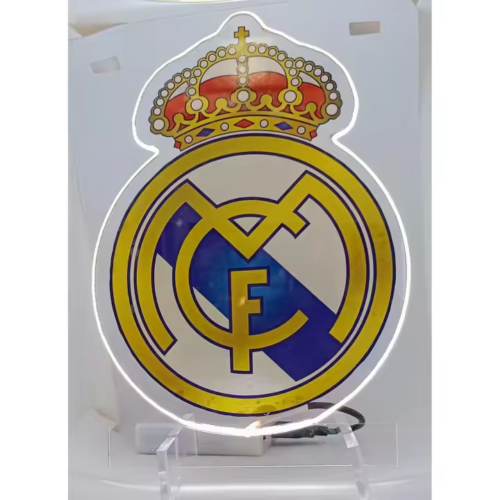 Escudo LED, Iluminación COB Alta Intensidad, Metaquilato Profesional, Decoración MADRID Deportiva - 1