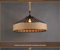 Lámpara Colgante De Hierro Con Cesta Vintage De Henequén Para Cocina Y Comedor Industrial Luz De Techo Retro Con Sombrillas Para Isla De Cocina - details 11