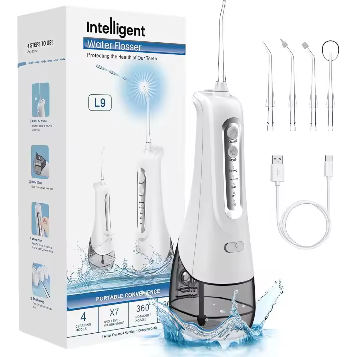 【 Eventos Grandes promociones 🎁】🌟 Irrigador Bucal Portátil IPX7 💧 | 4 Modos + 99% Placa Eliminada ⚡️ 6 Boquillas para Dientes, Puentes & Ortodoncia - 30 Días de Autonomía + Regalo Incluido! - 1