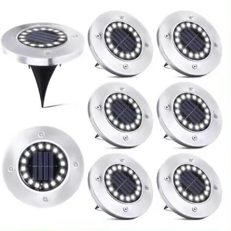 Foco solar para exteriores con 16 LED, 8 unidadesLámpara de pie impermeable para pasarela, camino, terraza, patio, césped empotrado subterráneo - 1