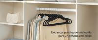 SONGMICS Perchas de Terciopelo, Juego de 50 Piezas, Antideslizantes, Ranuras para Hombros, Barra para Pantalones, Gancho Giratorio 360°, 0,6 cm de Grosor, 43 cm Largo, Gris/Negro Clásico/Rosa Claro/Blanco Clásico - details 1