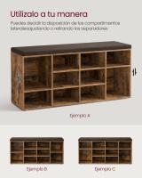 Banco zapatero con asiento y 12 compartimientos, cojín y estantes ajustables, ideal para entrada y sala de estar - details 9