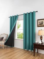 Cortinas Modernas De 100% Negro Con Encaje En La Cima, Material Suave Y Color Sólido Para Sala De Estar Y Dormitorio - details 2