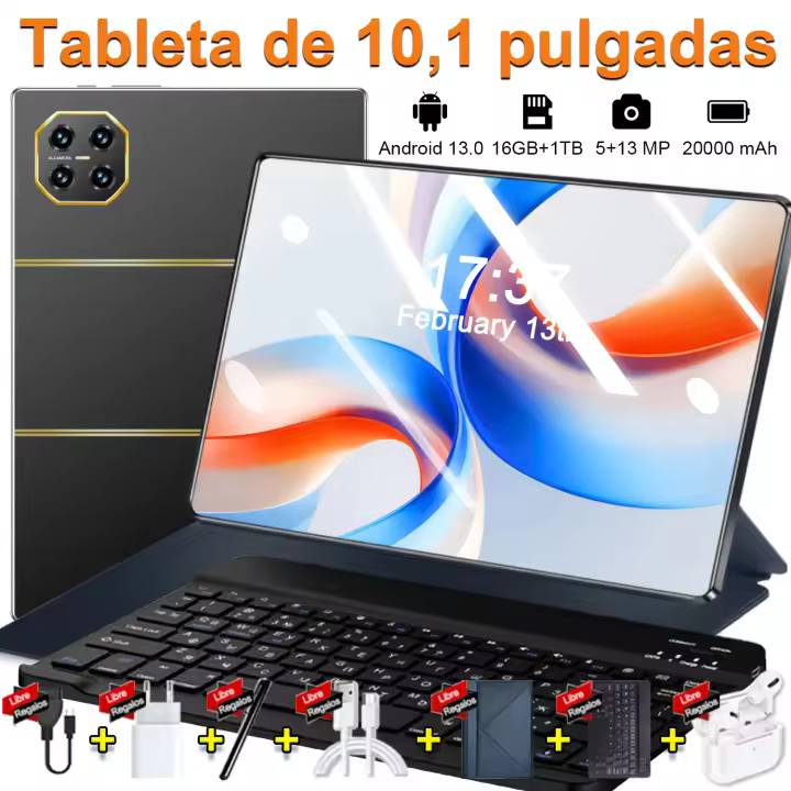 20000mAh,Tablet Android 2025, Versión Global, 14 Núcleos,Nueva Red, 16GB + 1TB, 10,1 Pulgadas, Android 13,0, Wifi - 1