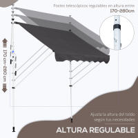 Outsunny Toldo Manual Retráctil 200x150 cm con Manivela de Aluminio Ángulo Ajustable Protección Solar para Terraza Balcón Jardín Patio - details 3