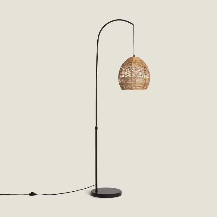 Ledkia Lámpara de Pie Beyawo de Metal y Papel Trenzado Único Diseño Elegante - 1
