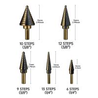 Juego De 5 Piezas De Broca Angular Triangular Rojiza Y Negra Para Aleación De Aluminio Herramienta De Abertura De Agujeros Con Sistema Británico - details 3