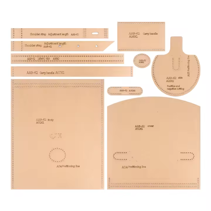Set De Bricolaje Para Mujer Bolsa De Hombro Único Manualidades En Cuero Con Plantillas Y Agujeros Kraft Paper Modelo De Manualidades De Costura - 1