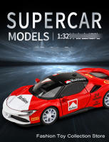 Modelo De Coche De Escala 1:32 Ferrari SF90 En Aleación Con Sonido Y Luz Vehículo De Retroceso Para Juguete Decorativo De Niños - details 0