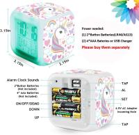 Reloj despertador para niños, Reloj despertador digital de 7 Colores con 8 Sonidos de Alarma, Reloj with Luz LED de noche with calendar de fecha y temperature - details 2