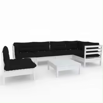 VIDAXL 3096425 conjunto de muebles de exterior de 7 piezas de madera de pino con cojines color gris antracita - 1