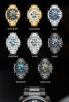 Reloj De Pulsera Para Hombre KAT-WACH Doble Pantalla En Acero Multicolor Con Luz LED Alarma Calendario Y Semana Display - details 3